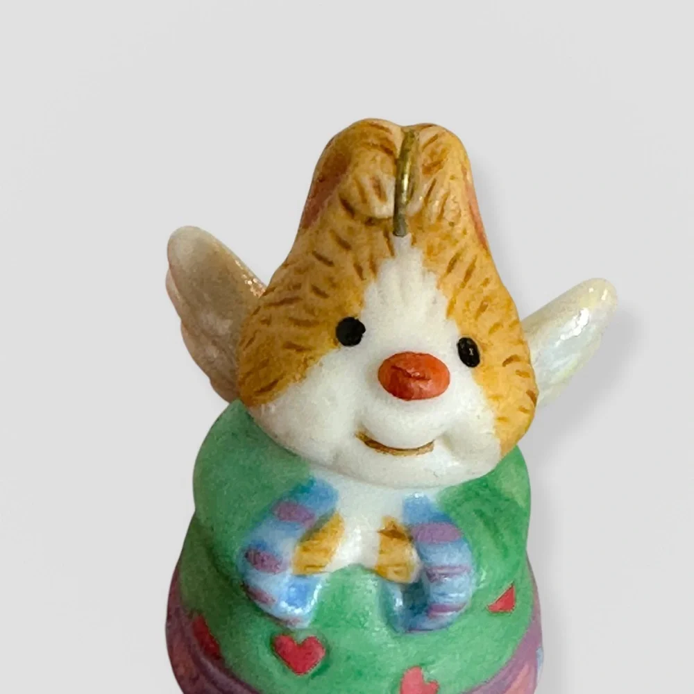 Hallmark Miniature Ornament Celestial Bunny Bell Porcelain Angel Rabbit 2000